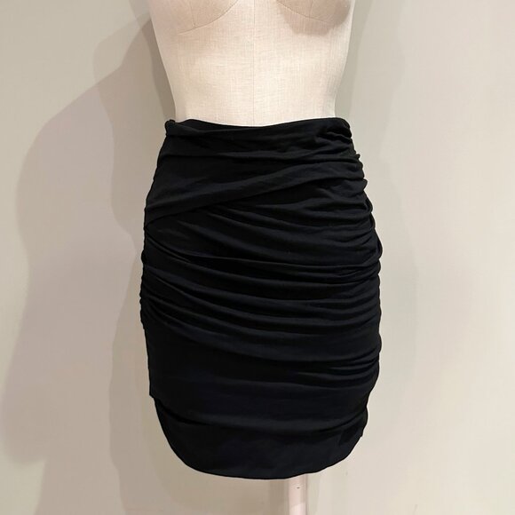 Max Studio Ruched Black Skirt Womens Size M Slim Fitting - Picture 1 of 6